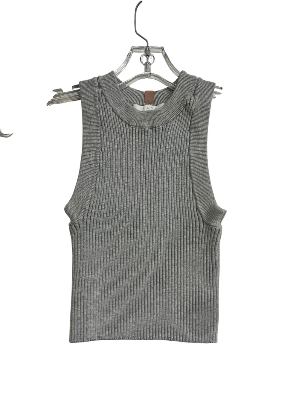 Lunya Gray Ribbed Sleeveless Cropped Tank Tank Casual XS Layering